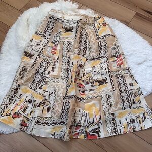 Talbots 100% Silk Skirt with Venice, Italy print size 2